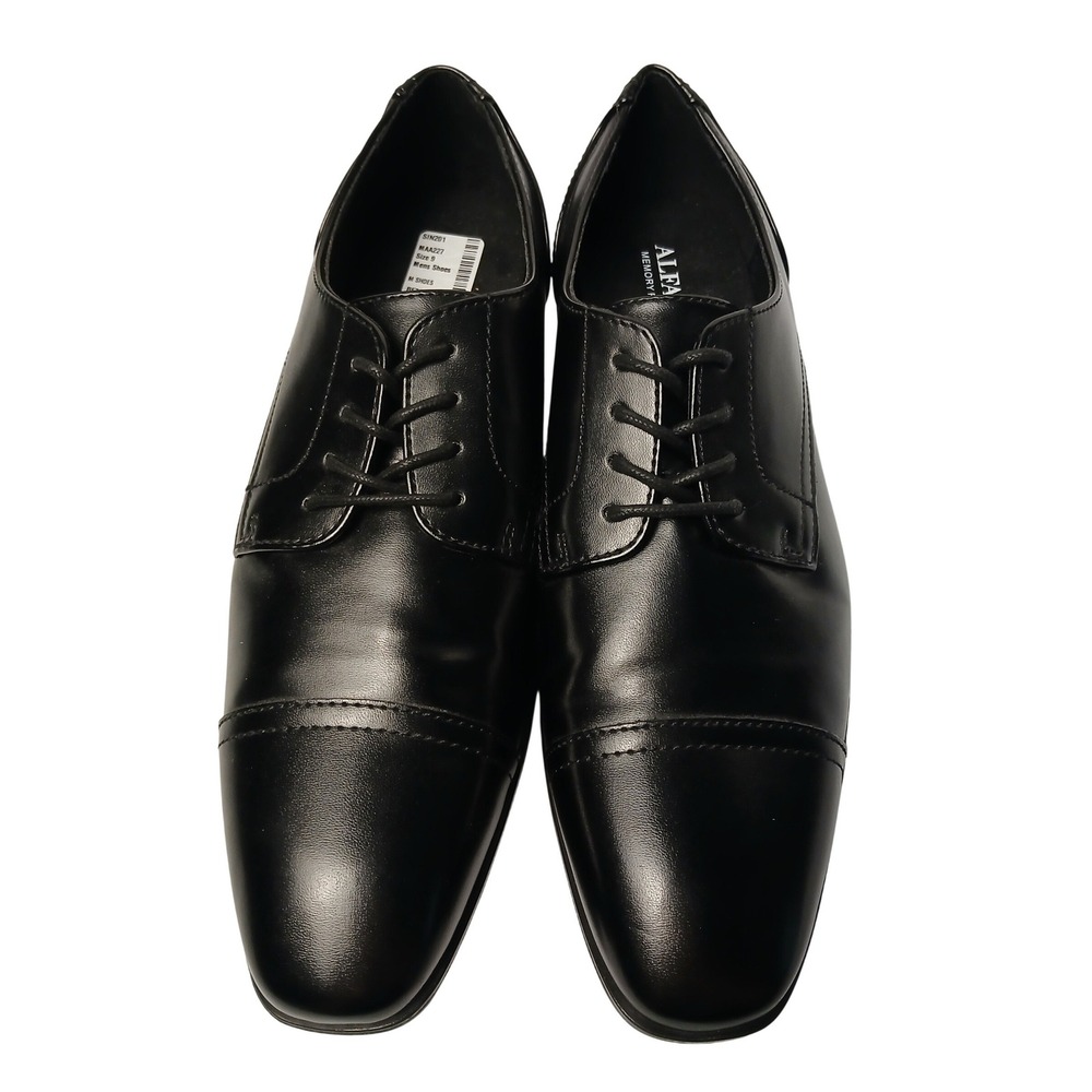 Alfani Quincy Mens Black Cap Toe Derby Dress Shoes Size 9M Memory Foam NEW